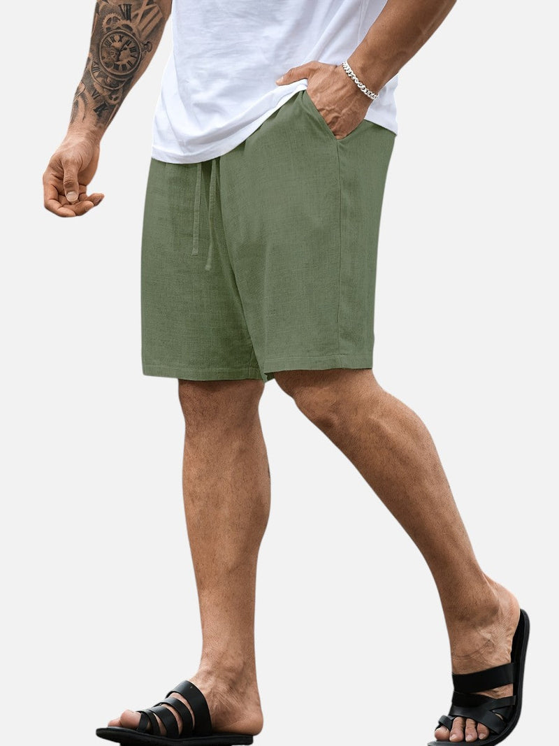 Men’s Casual Drawstring Shorts - Lightweight Linen Look