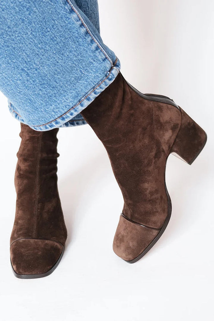 Women’s Heeled Ankle Boots - Suede Style