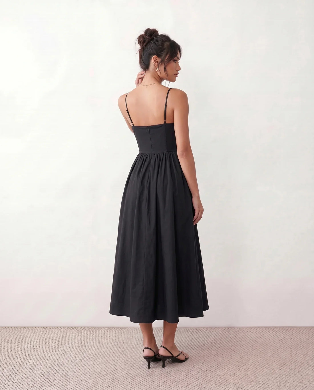 Layla Spaghetti Strap Low Back Midi Dress