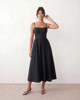 Layla Spaghetti Strap Low Back Midi Dress