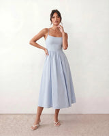 Layla Spaghetti Strap Low Back Midi Dress