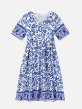 Women’s Floral V-Neck Midi Dress – Relaxed Summer Elegance