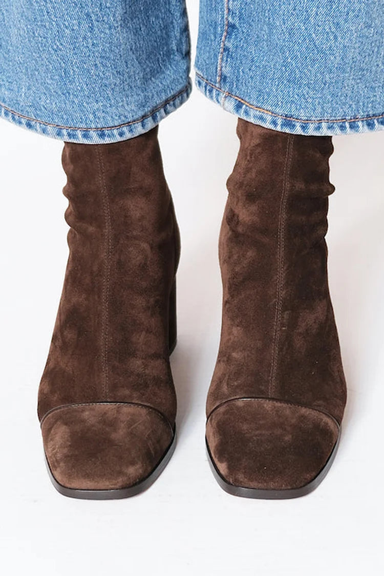 Women’s Heeled Ankle Boots - Suede Style