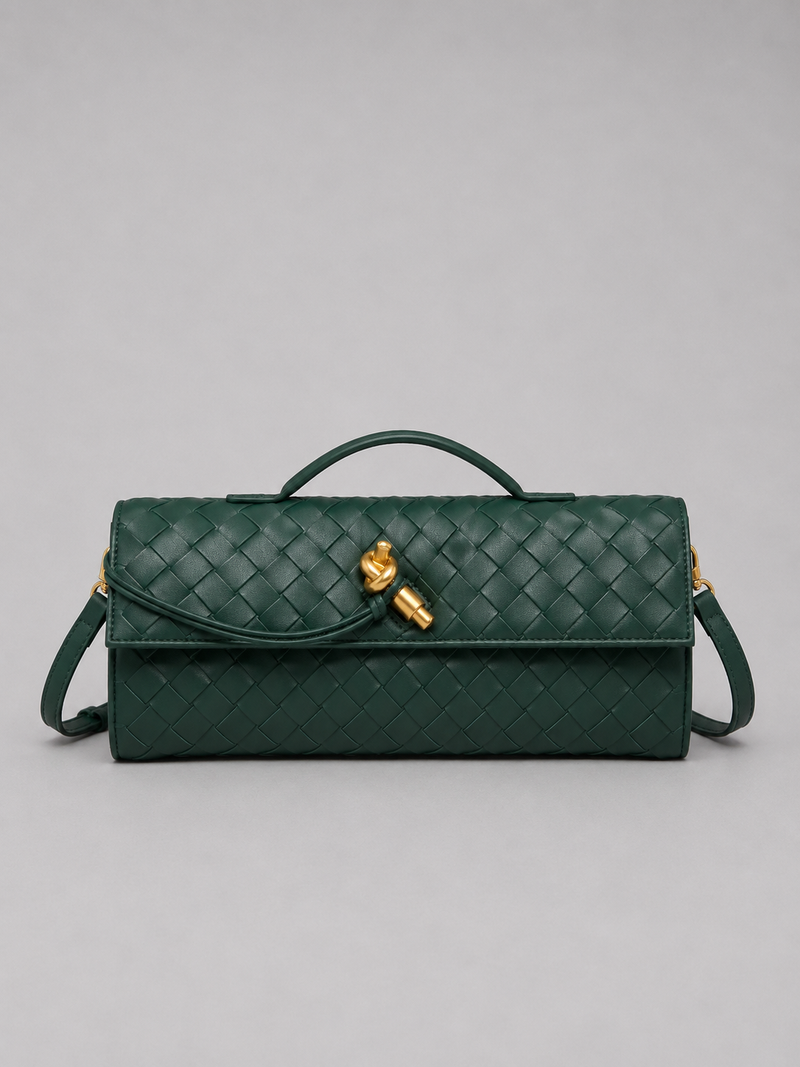 Women’s Woven Leather Look Clutch Bag - Timeless Elegant Design