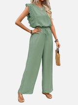 Women’s Two Piece Outfit Set – Relaxed Top & Wide Leg Trousers