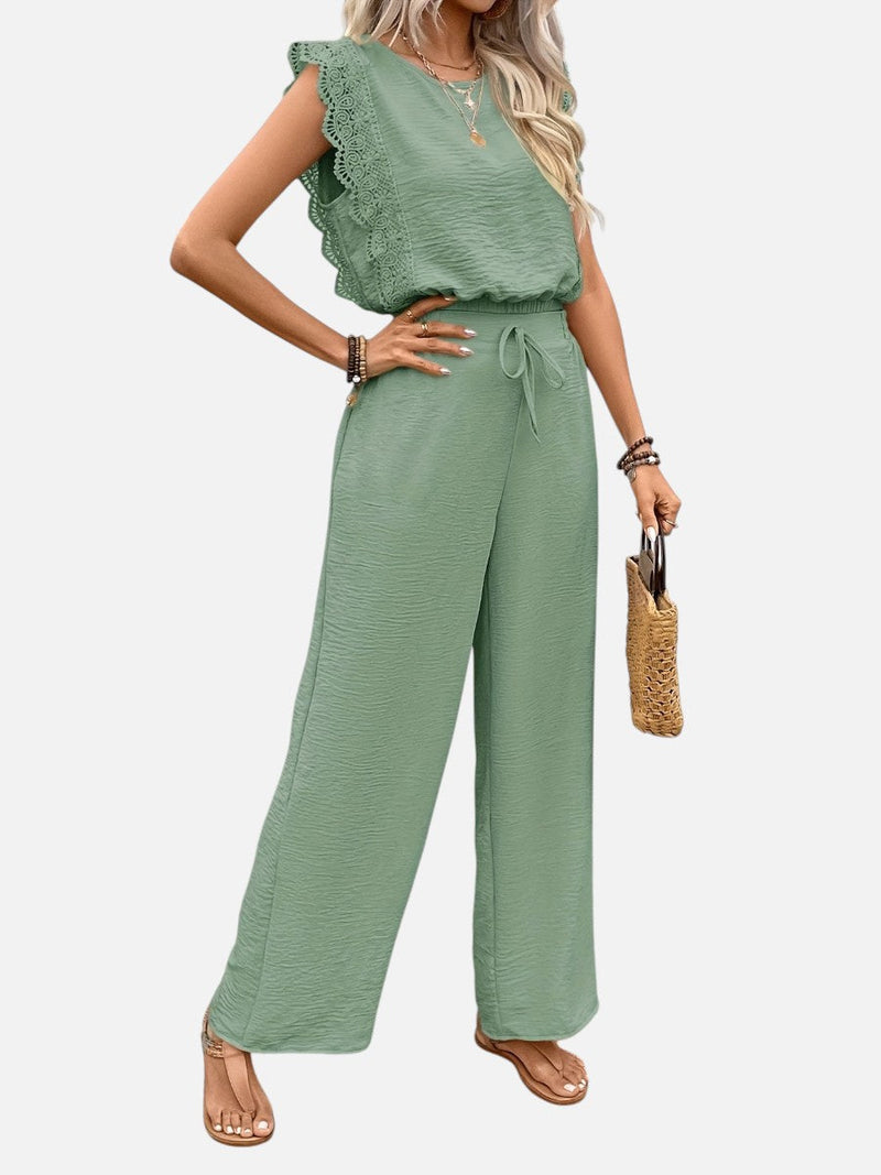 Women’s Two Piece Outfit Set - Relaxed Top & Wide Leg Trousers