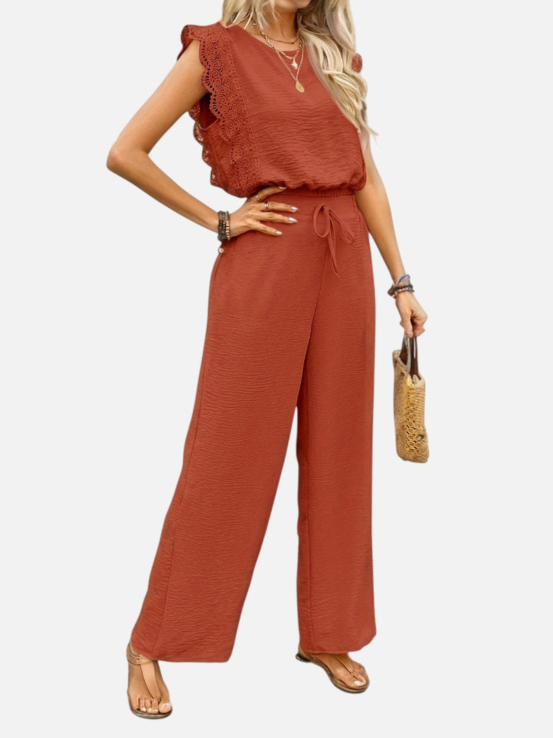 Women’s Two Piece Outfit Set - Relaxed Top & Wide Leg Trousers