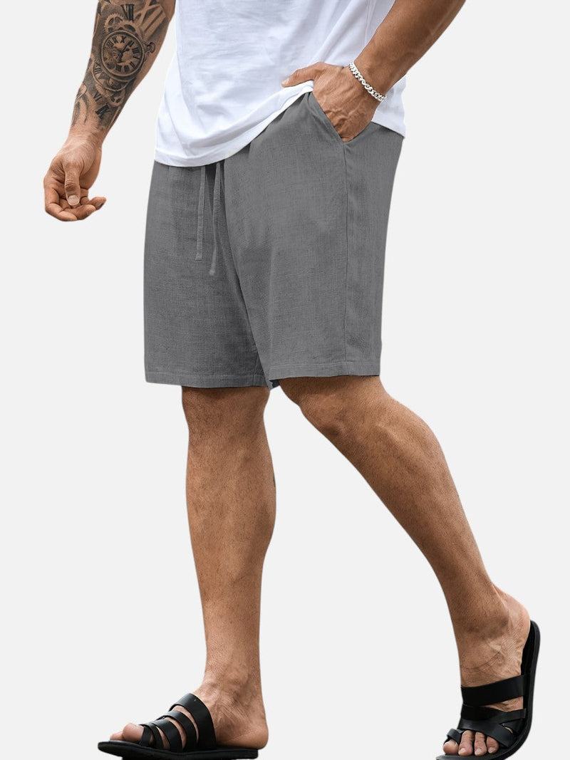 Men’s Casual Drawstring Shorts - Lightweight Linen Look