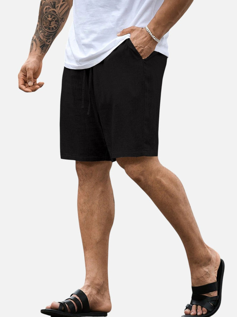 Men’s Casual Drawstring Shorts - Lightweight Linen Look