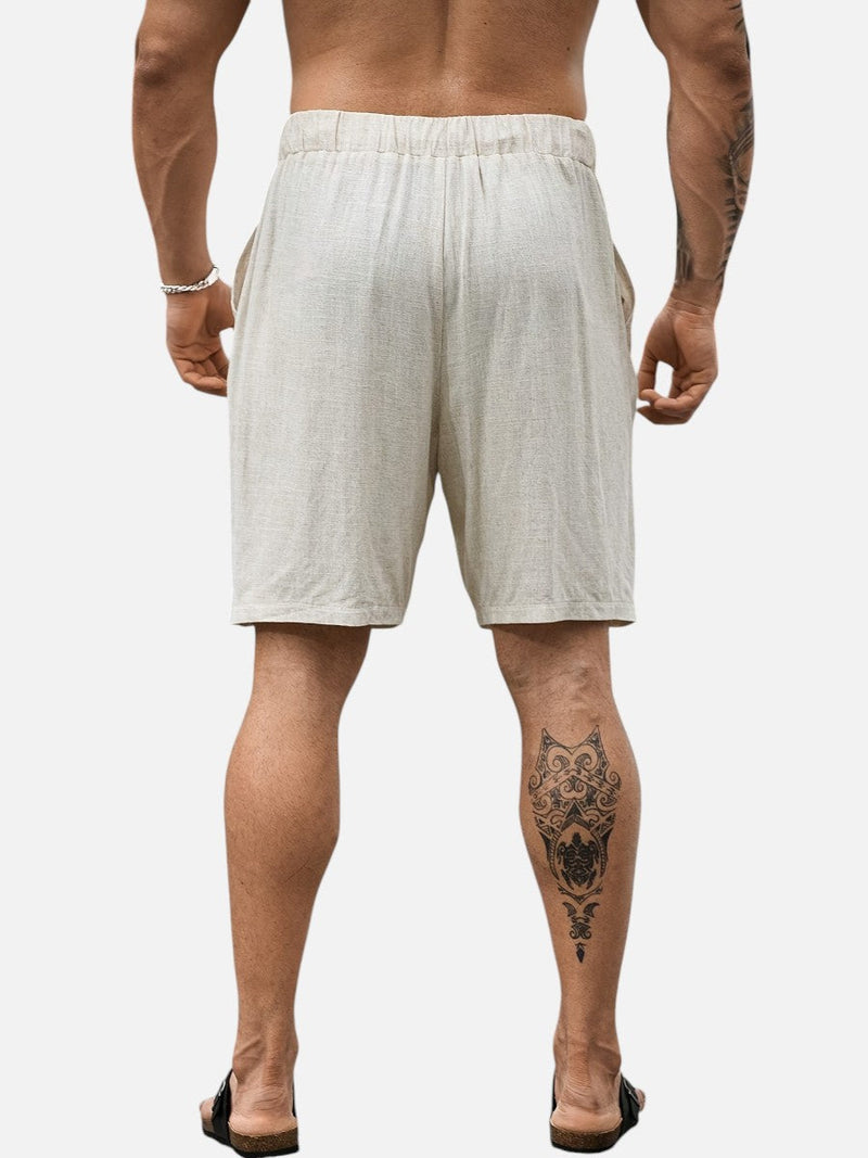 Men’s Casual Drawstring Shorts - Lightweight Linen Look