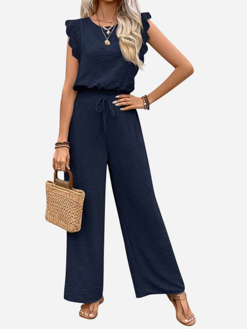Women’s Two Piece Outfit Set - Relaxed Top & Wide Leg Trousers