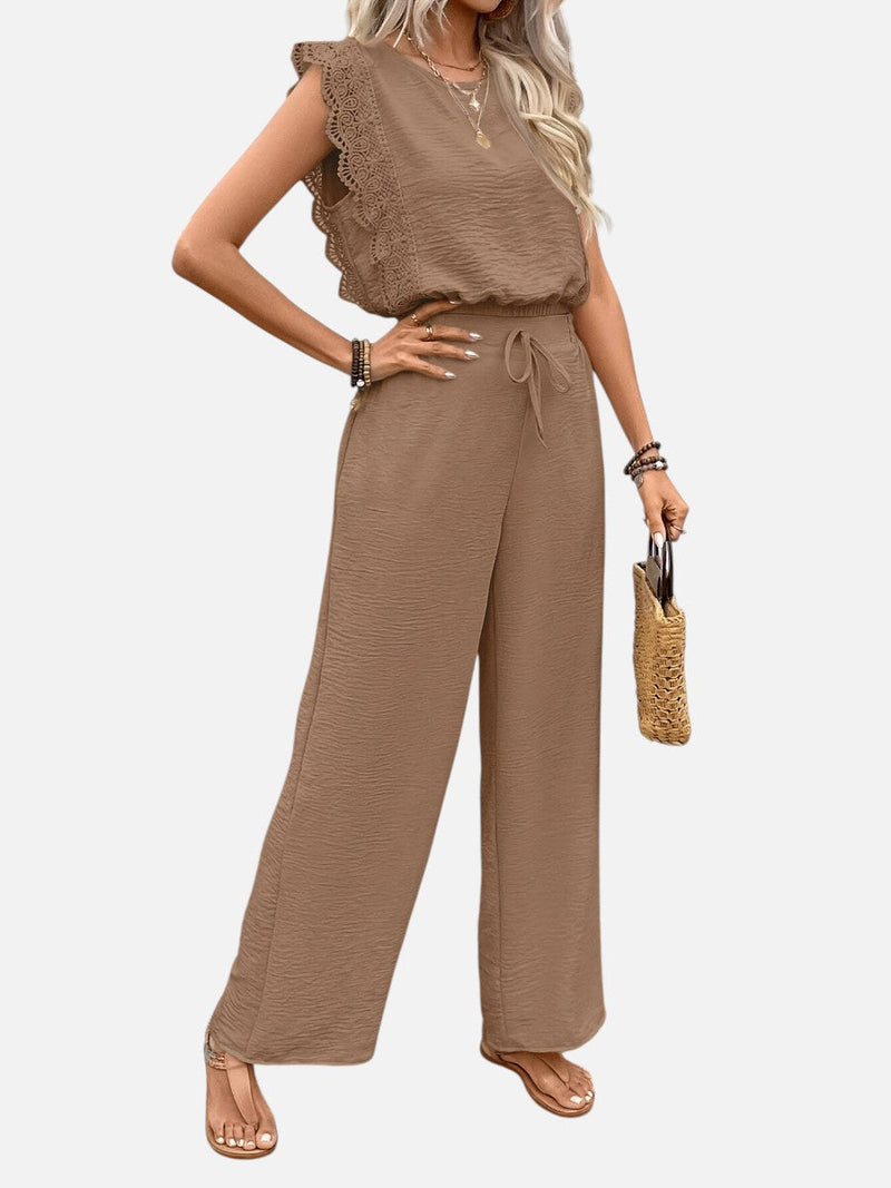 Women’s Two Piece Outfit Set - Relaxed Top & Wide Leg Trousers