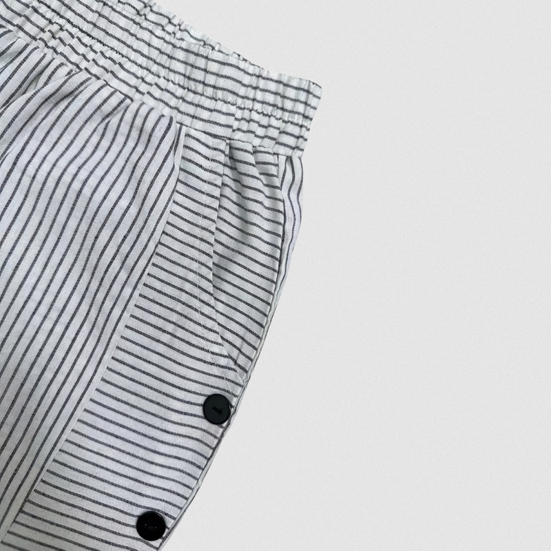 Women’s Striped Button Detail Trousers - Relaxed Fit
