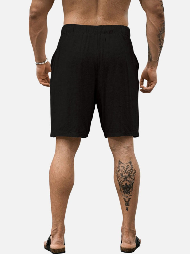 Men’s Casual Drawstring Shorts - Lightweight Linen Look