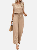Women’s Two Piece Outfit Set – Relaxed Top & Wide Leg Trousers