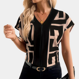 Velora | Geometric V-Neck Blouse