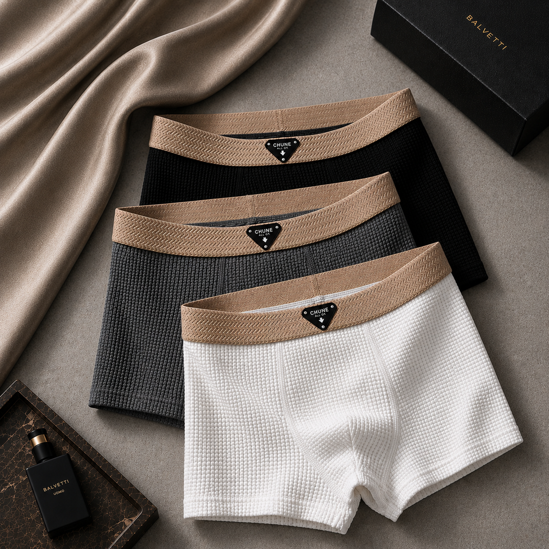 Waffle Knit Cotton Boxer Briefs