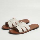 Women’s Flat Slide Sandals – Leather Look Elegance