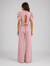 Women's Puff Sleeve Wide Leg Jumpsuit – Tailored Formal Style