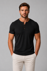 Men's Slim Fit Henley T-Shirt – Casual Button Neck