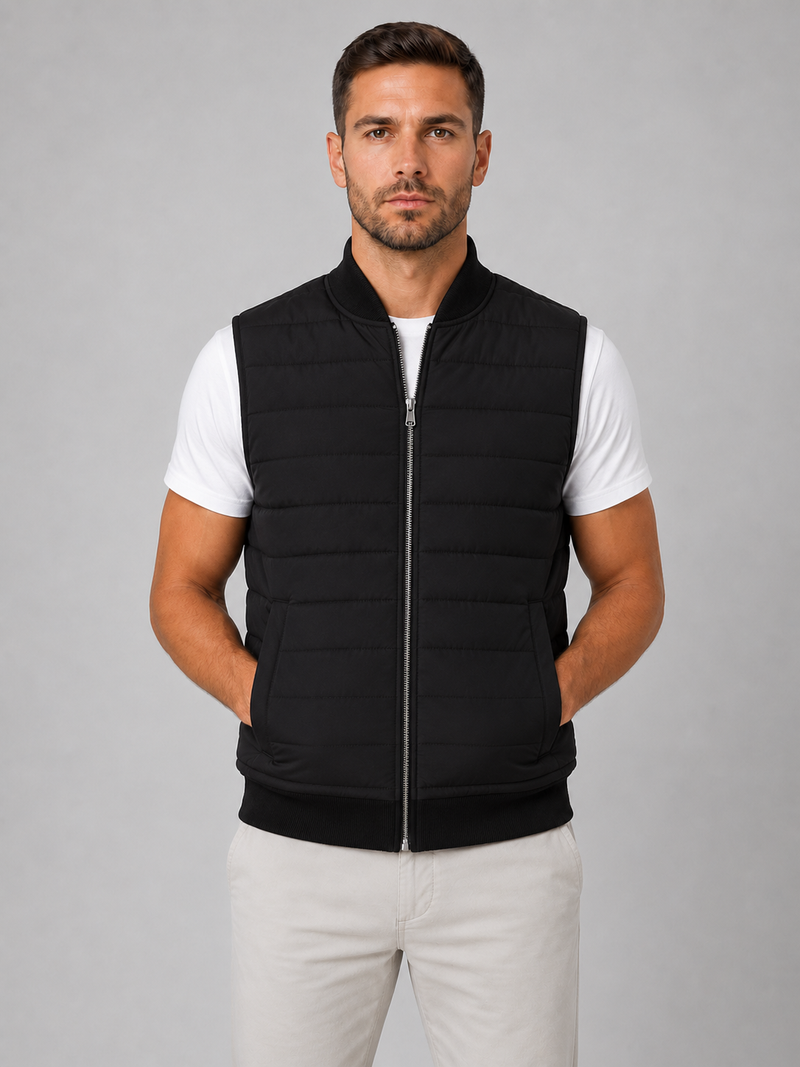 Men's Lightweight Quilted Bodywarmer - Full Zip Gilet Vest
