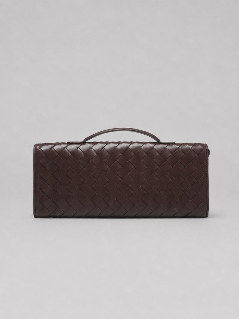 Women’s Woven Leather Look Clutch Bag - Timeless Elegant Design