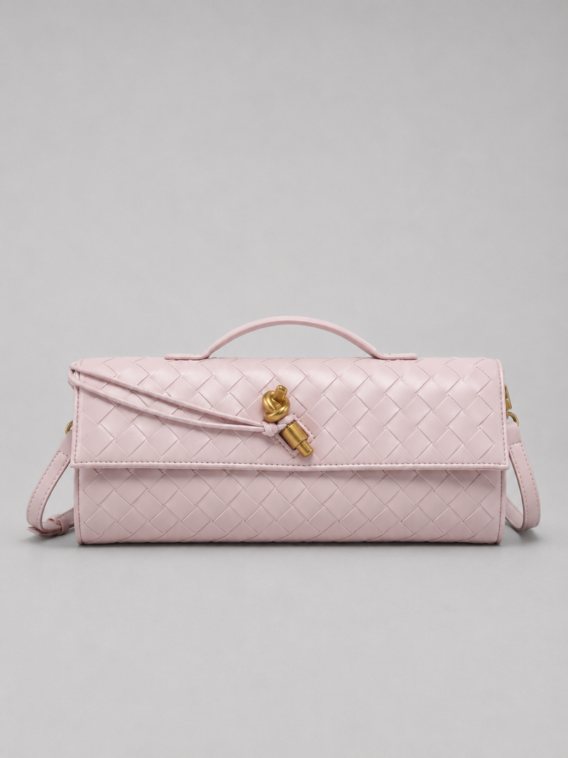 Women’s Woven Leather Look Clutch Bag - Timeless Elegant Design