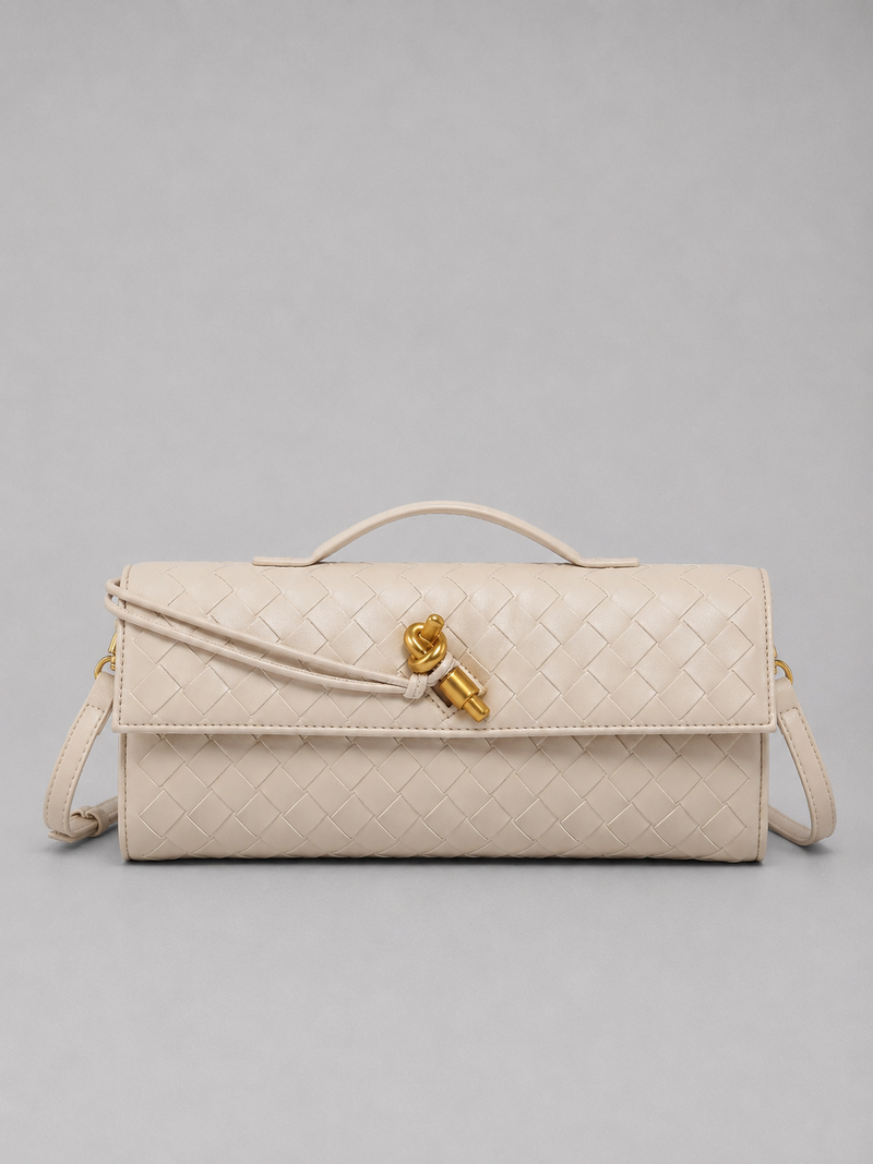 Women’s Woven Leather Look Clutch Bag - Timeless Elegant Design