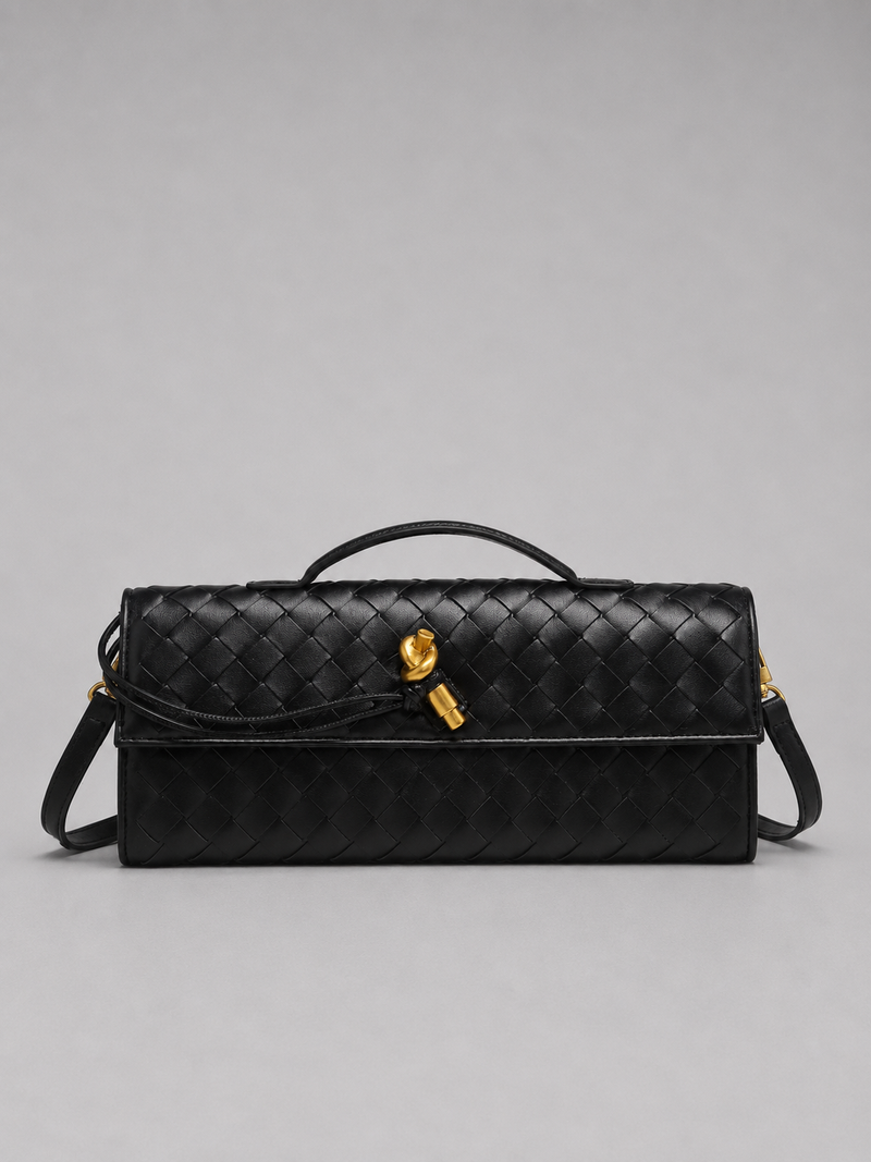 Women’s Woven Leather Look Clutch Bag - Timeless Elegant Design