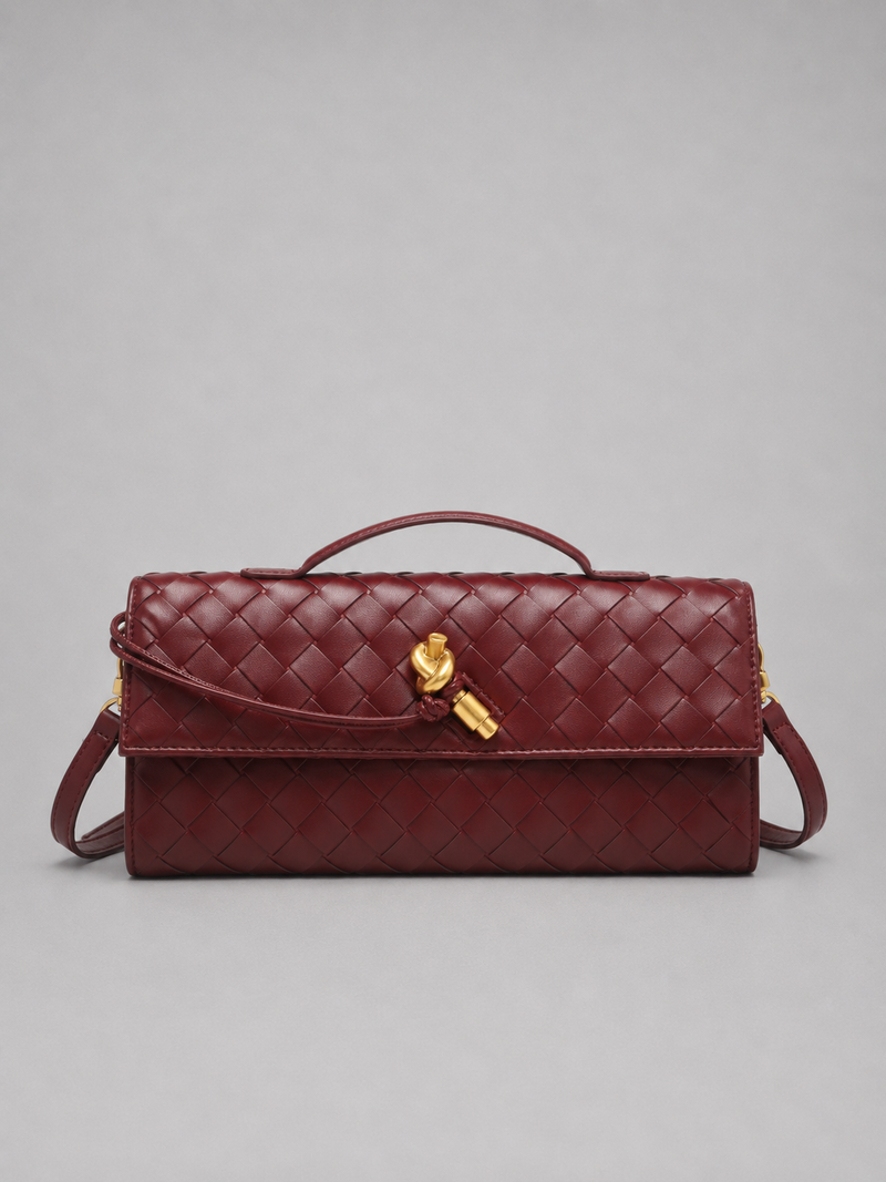 Women’s Woven Leather Look Clutch Bag - Timeless Elegant Design