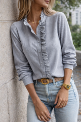 Harper | Women Ruffle Detail Button Blouse