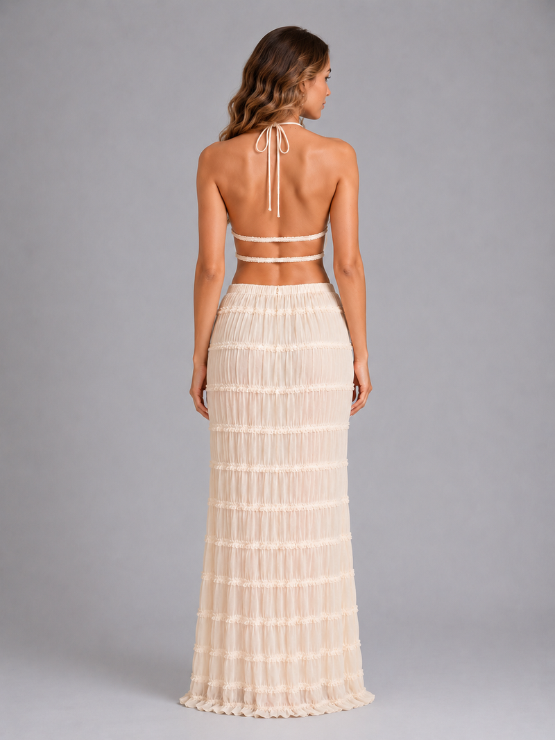 Women's Ruffle Textured Two-Piece Set - Summer Holiday Style