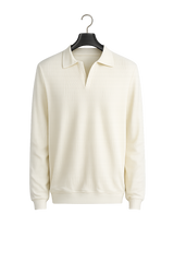 Ribbed Polo Cotton Sweater