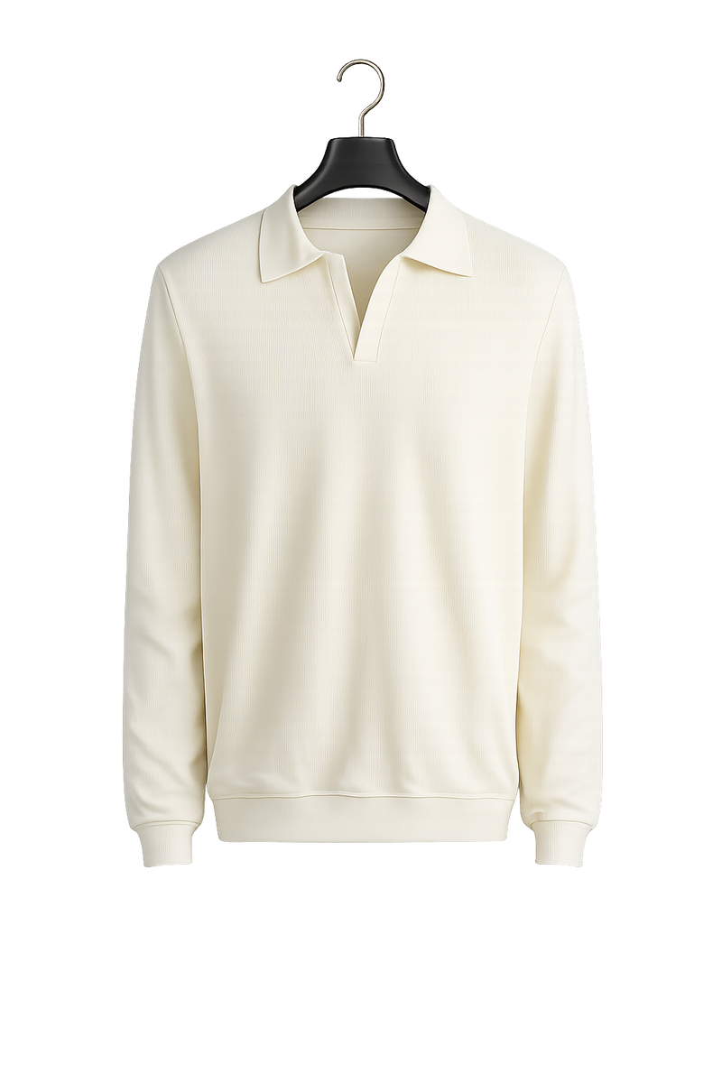 Ribbed Polo Cotton Sweater