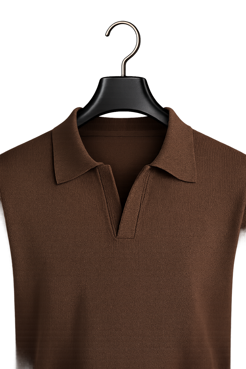 Ribbed Polo Cotton Sweater