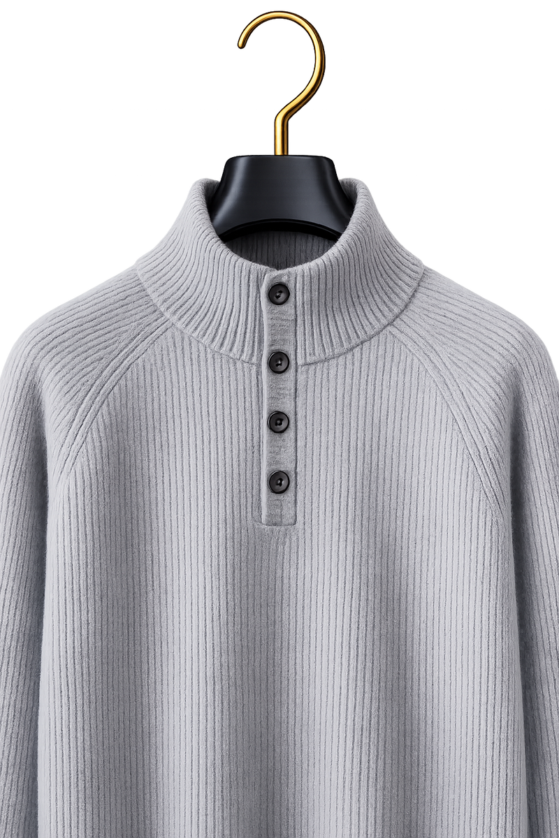 Maison Cashmere Mock-Neck Henley