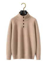 Maison Cashmere Mock-Neck Henley