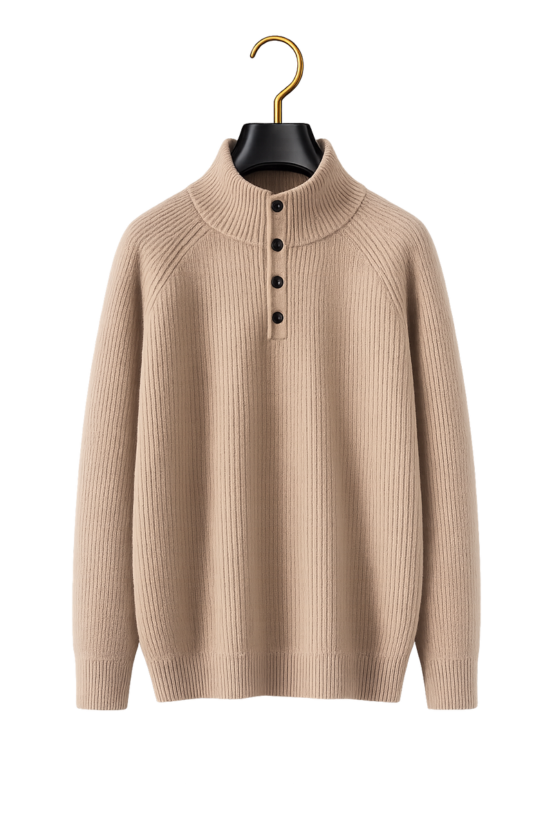 Maison Cashmere Mock-Neck Henley
