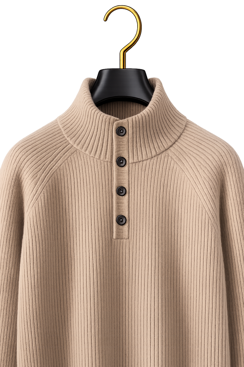 Maison Cashmere Mock-Neck Henley