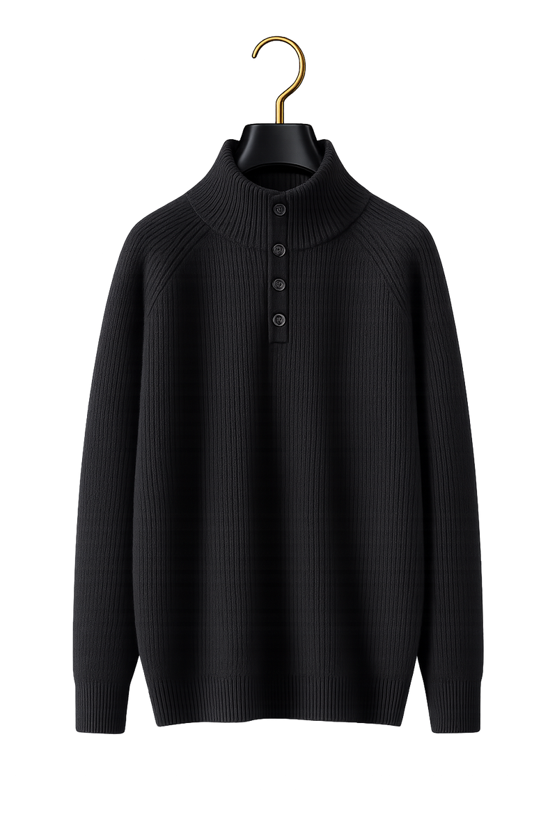 Maison Cashmere Mock-Neck Henley