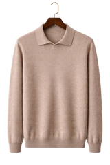Alpine Sand Pure Maison Worsted Cashmere Long Sleeve Polo