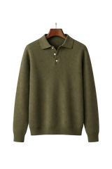 Ribbed Long Sleeve Polo Knit