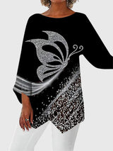 Maya | Elegant Butterfly Print Asymmetric Blouse