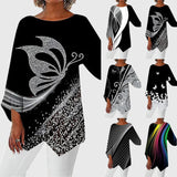 Maya | Elegant Butterfly Print Asymmetric Blouse