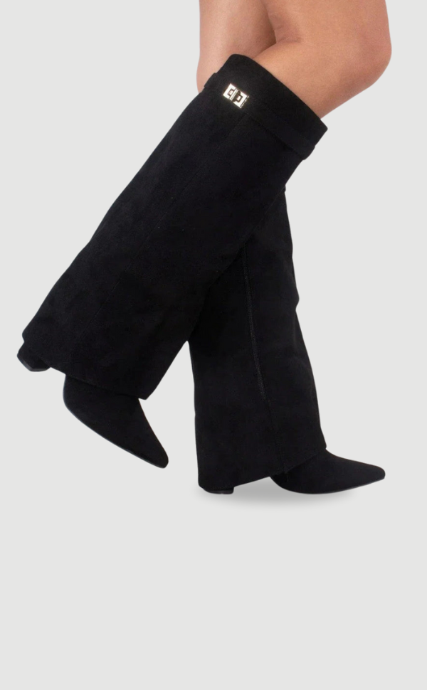 Women’s Suede Fold-Over Boots - Golden Detail