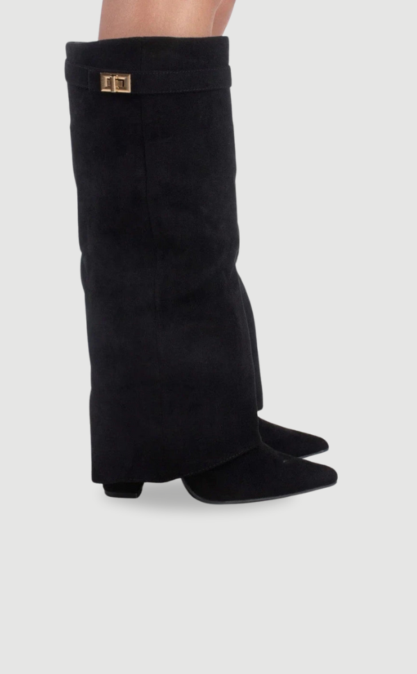 Women’s Suede Fold-Over Boots - Golden Detail