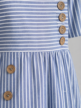 Women's Flattering Striped Midi Dress – Button Detail Fit