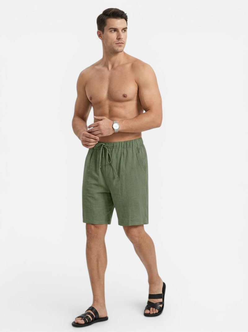 Men’s Casual Drawstring Shorts - Lightweight Linen Look