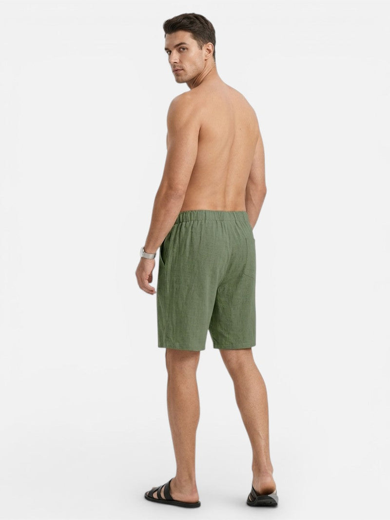 Men’s Casual Drawstring Shorts - Lightweight Linen Look