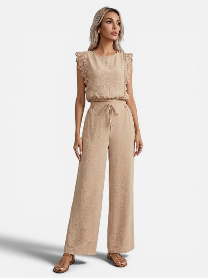 Women’s Two Piece Outfit Set - Relaxed Top & Wide Leg Trousers